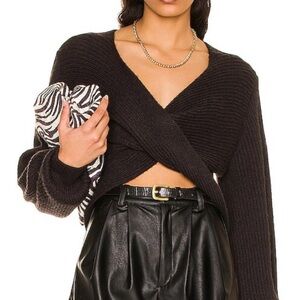 525 America Black V-Neck Wrap Sweater